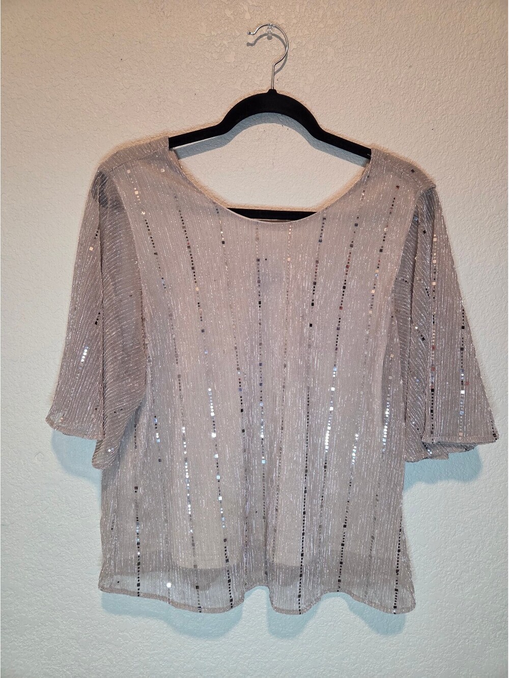 Sweet Rain Women's XL Champagne with Silver Sequin Top
